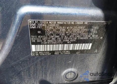 2013 Toyota Rav4 Xle z USA, uszkodzony, nr VIN 2T3RFREV3DW031212